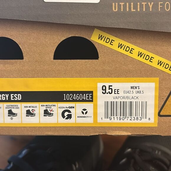 Keen Vapor Black Work Vista Energy ESD Safety Slip Resistant Shoe Size 9.5 Wide main image 9